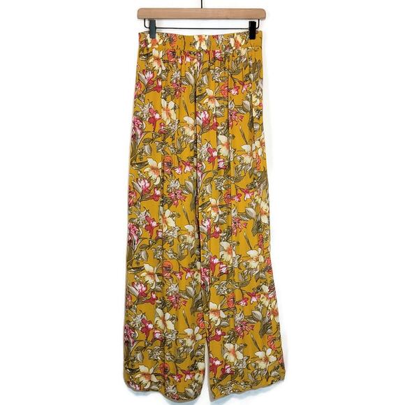 Love Culture Floral Loose Fit Pant Wide Leg Gold Yellow Pink Flowy Summer Boho S - Picture 9 of 14